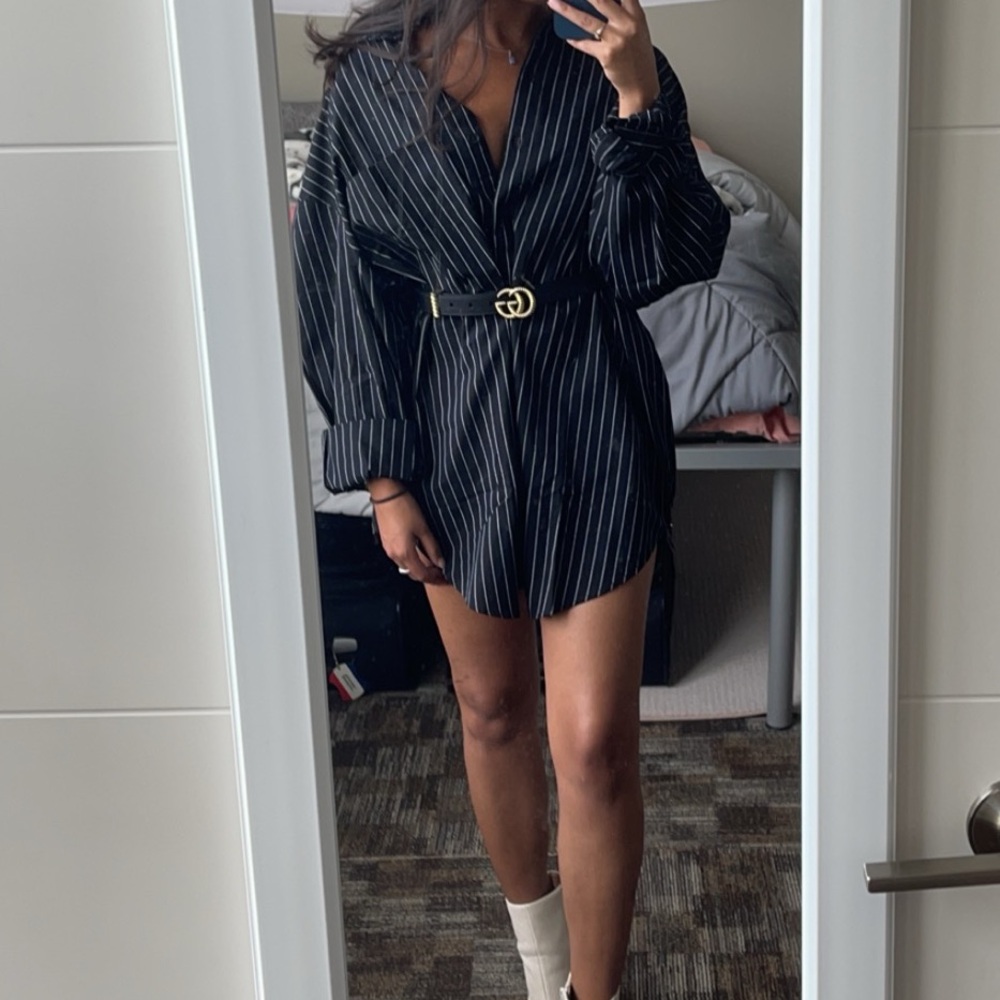 H&M Black Shirt with White Stripes